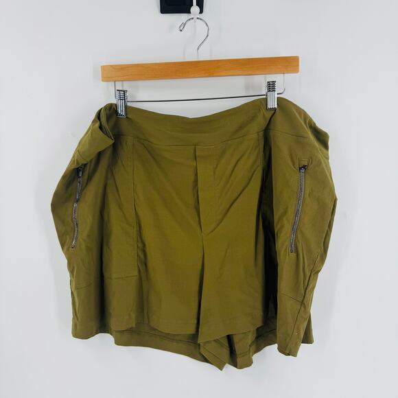 Athleta Army Green Athletic Active Comfort Shorts Pull On Plus Size 22 - Picture 1 of 4